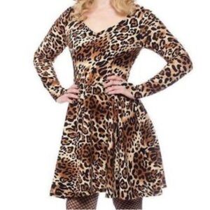 Sourpuss Wild Leopard Long Sleeve Dress